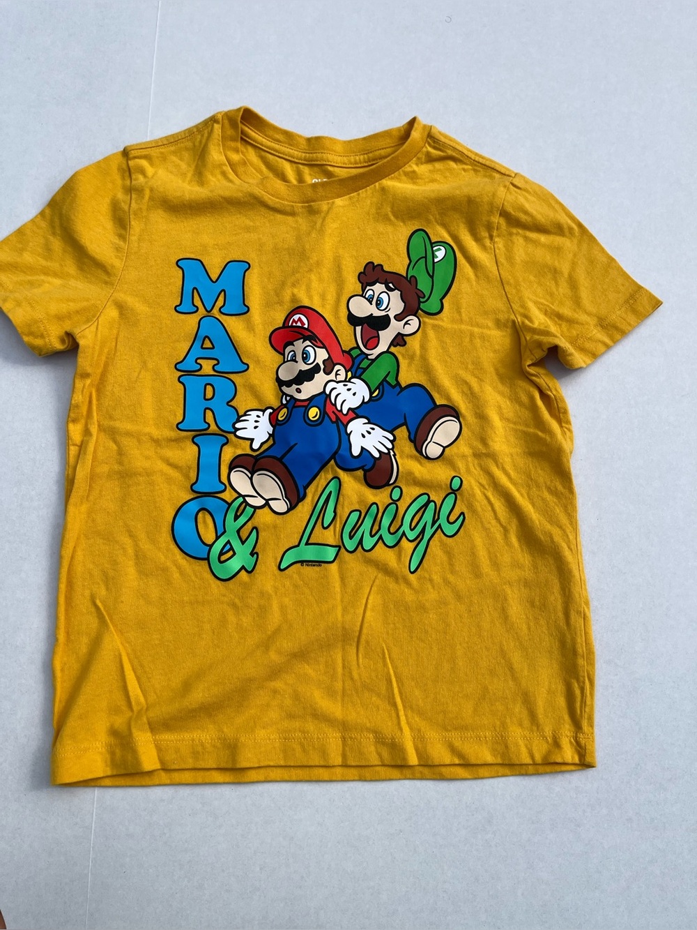 Old Navy Nintendo Super Mario & Luigi Graphic T-Shirt Boy’s SZ: M Mustard